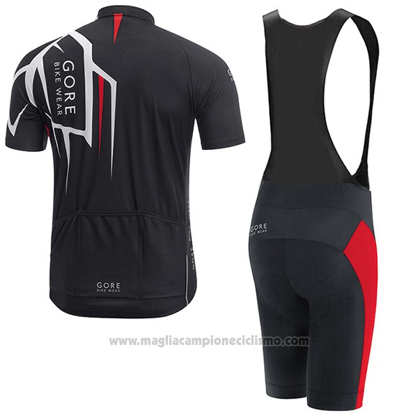 2017 Abbigliamento Ciclismo Gore Bike Wear Power Adrenaline Nero Manica Corta e Salopette
